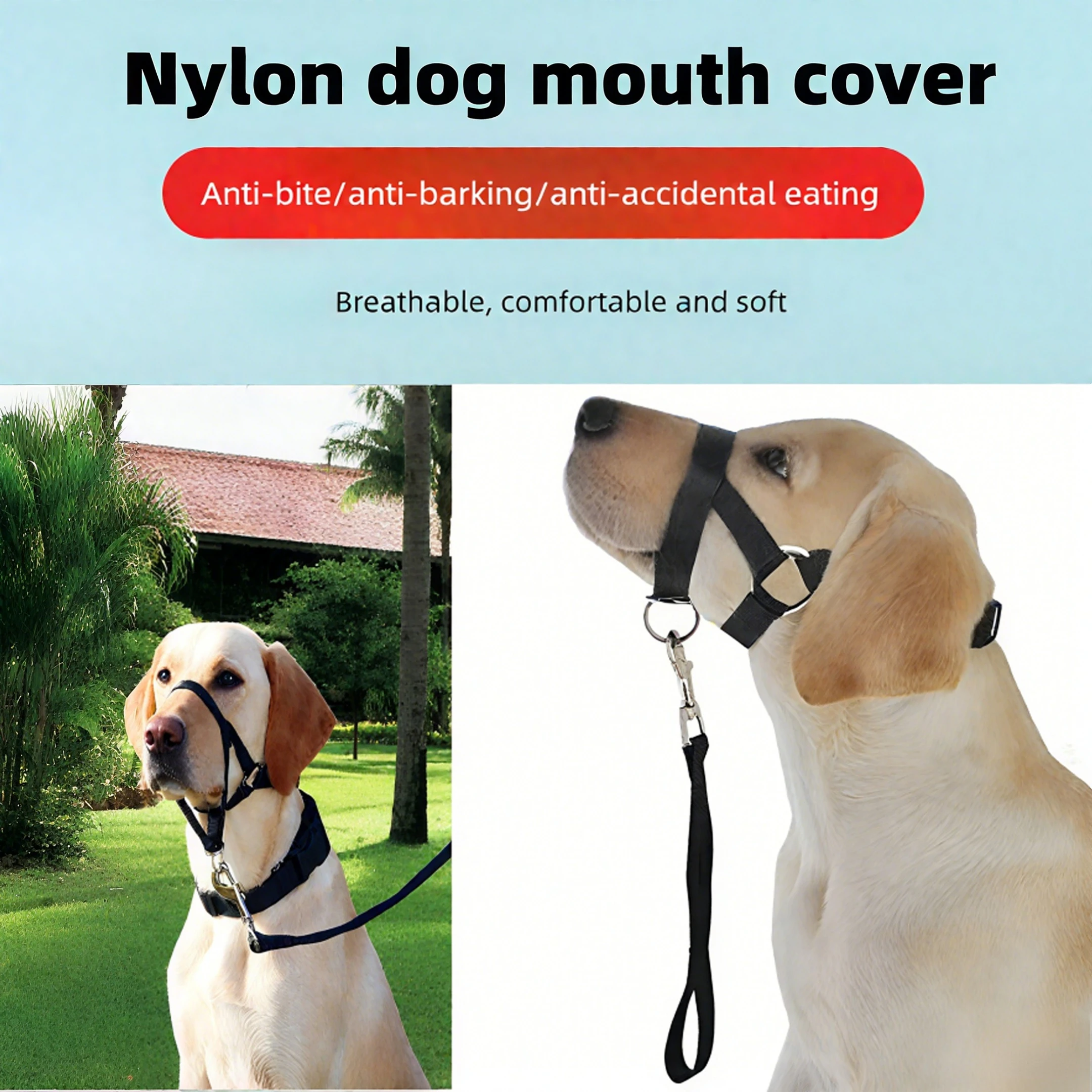 

Dog Collar Muzzle Halter Training Dog Leash Leader Classic Collar Adjustable Anti-barking Anti-bite Dog Harness Dog accessories