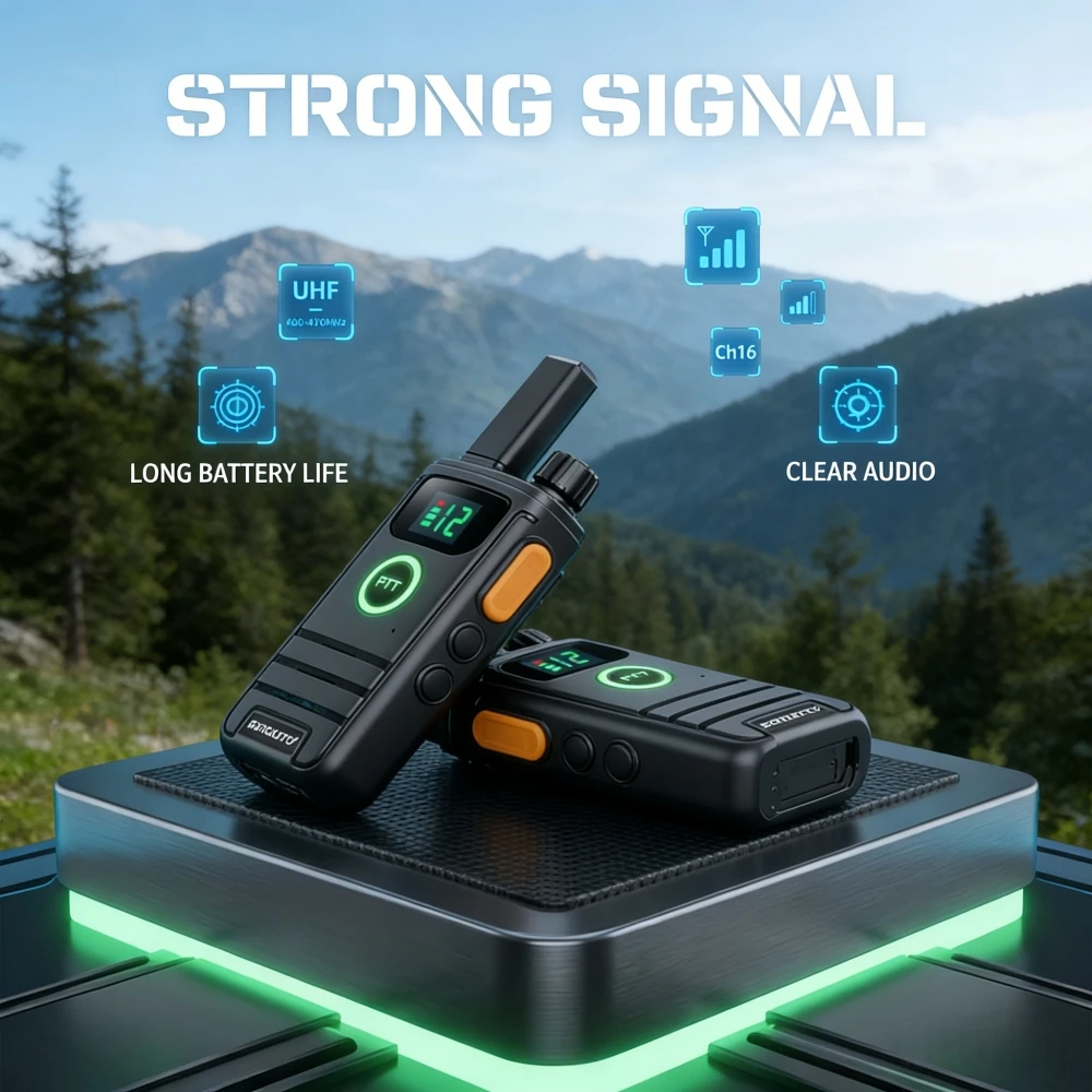 Walkie Talkie PMR446 16CH USB Charging LED Display Two Way Radio VOX Long Range Type-C Rechargeable Transceiver for Business Use