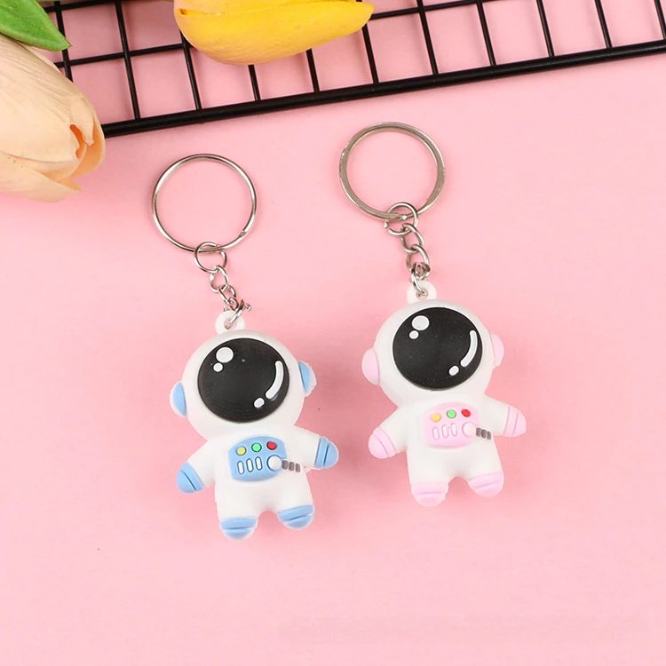 Cute Cartoon 3D PVC Keychain Astronaut Fruit Animal Anime Figurine Kawaii Pendant Gift for Couple Children