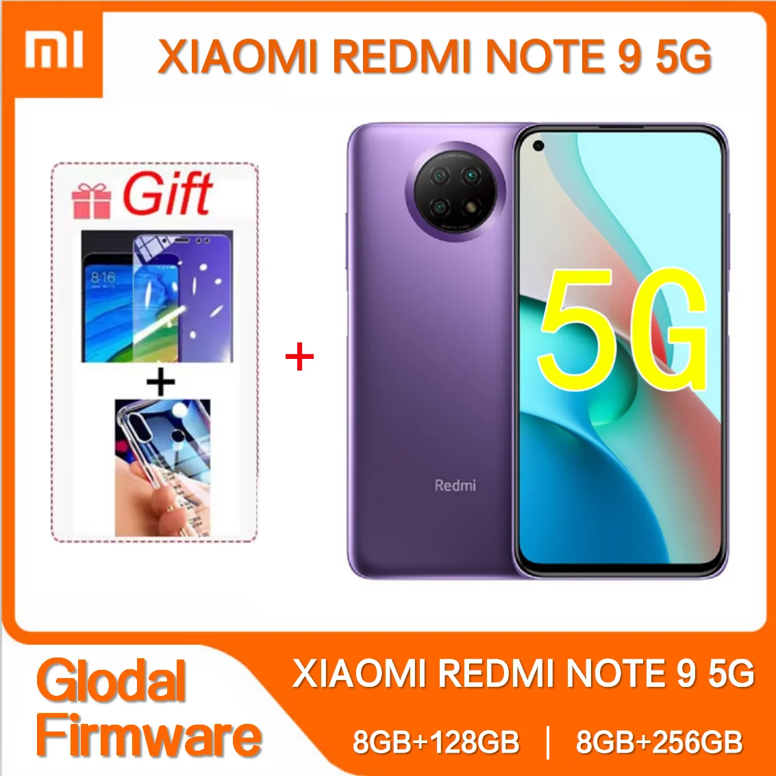 Оригинальный сотовый телефон Xiaomi Redmi Note 9 5G 8 Гб 256 ГБ 5000 мАч большая батарея 6,53 дюйма 48 миллионов пикселей смартфон телефон с глобальной ROM