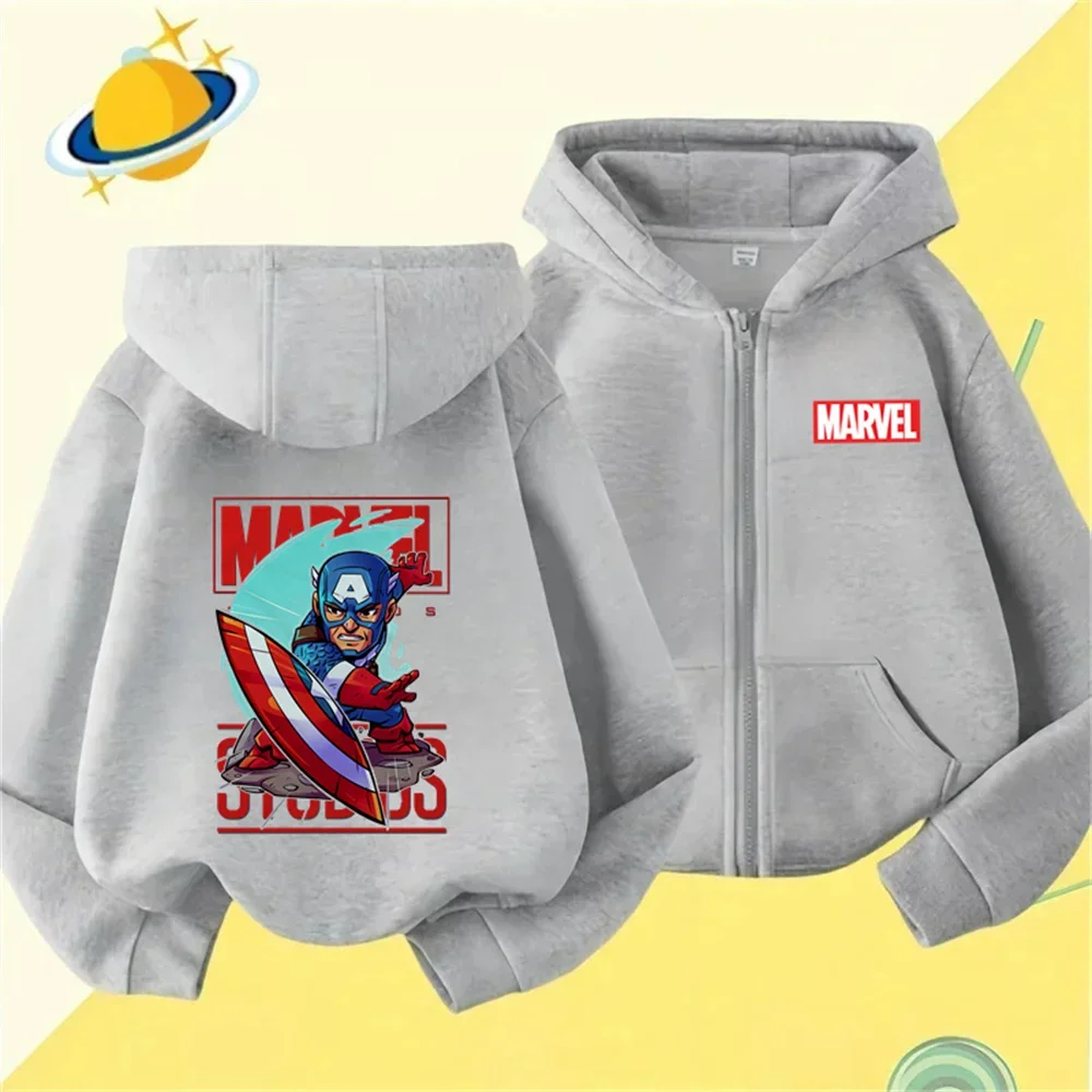 

Marvel Animation Children's Sports Brand Hoodie Boys and Girls Fashion Outdoor Zipper Shirt Spring and Autumn Warm Printed Top