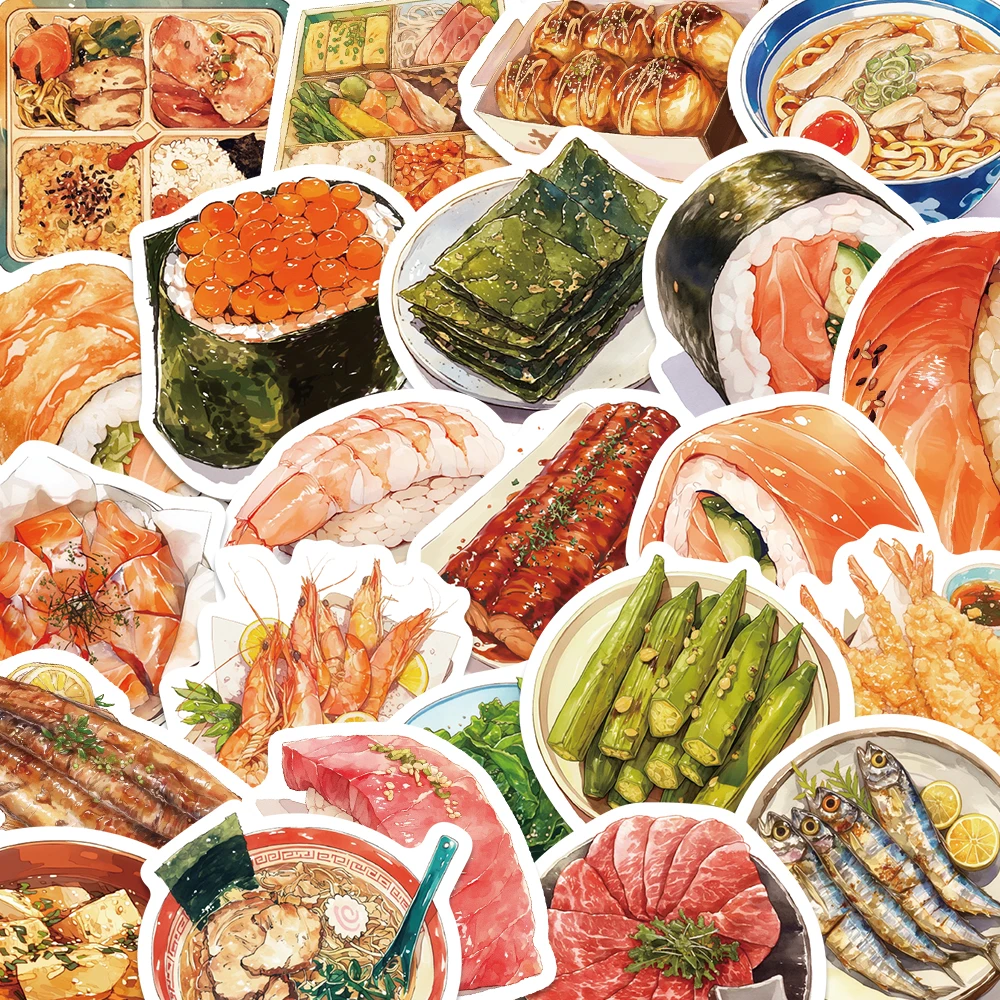 

30PCS Dessert Shop Stickers DIY Cartoon Food Decals For Hand Account Laptop Suitcase Refrigerator Scrapbook Guitar Stickers