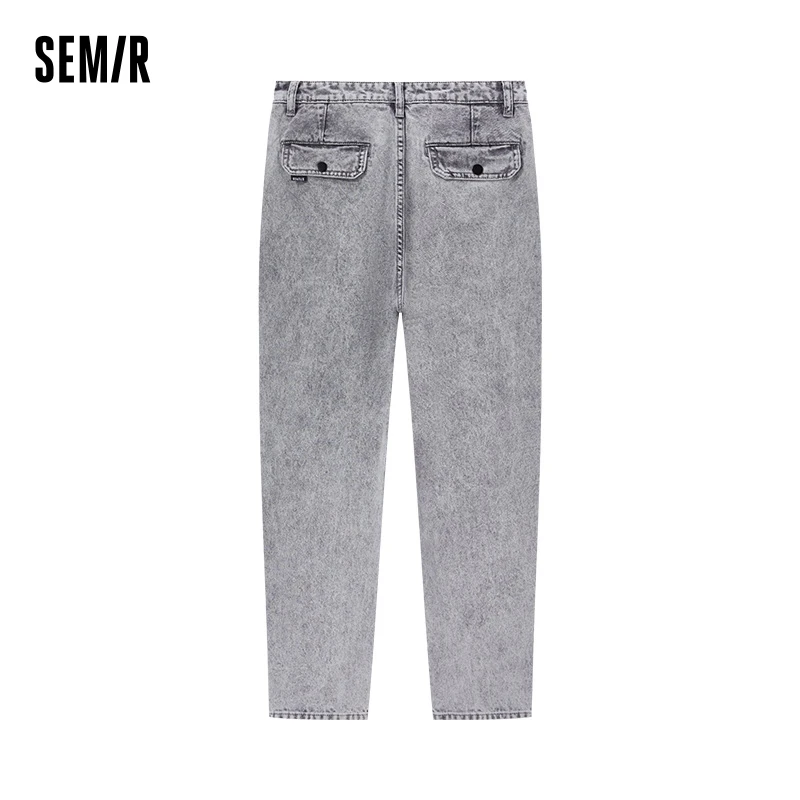 Semir Jeans For Women Gray Tapered Pants Slim-Fit Personality 2024 Summer New Street-Style Banana Pants Handsome And Trendy