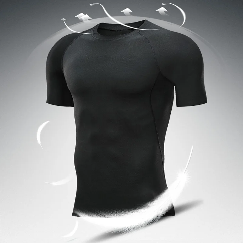 Compression Tshirts Gym Fitness Custom You Own Logo Design Tight Sportswear Short Sleeve Summer GYM Sport T-Shirt Sportwear