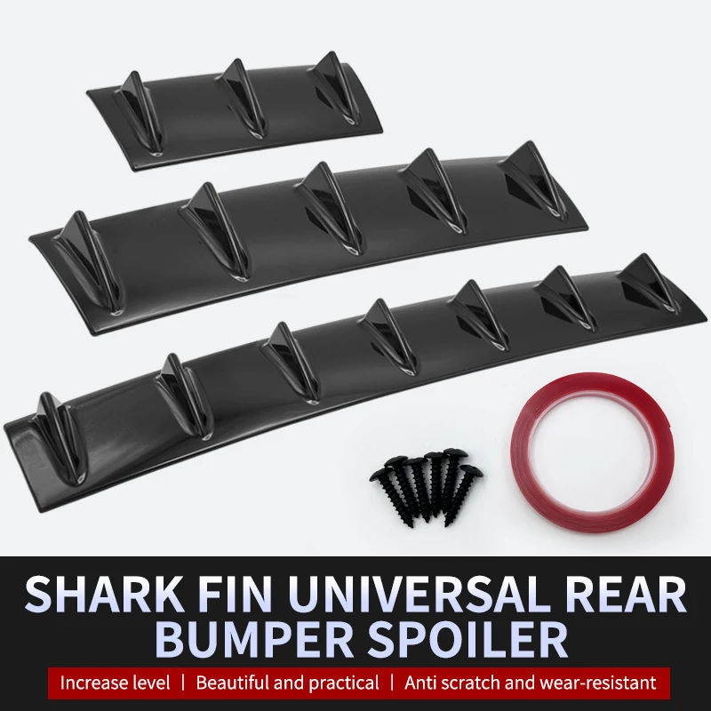 Car Modified Shark Fin Universal Rear Spoiler Rear Bumper ABS Chassis Five Teeth Six Teeth Seven Teeth Deflector Bright Black