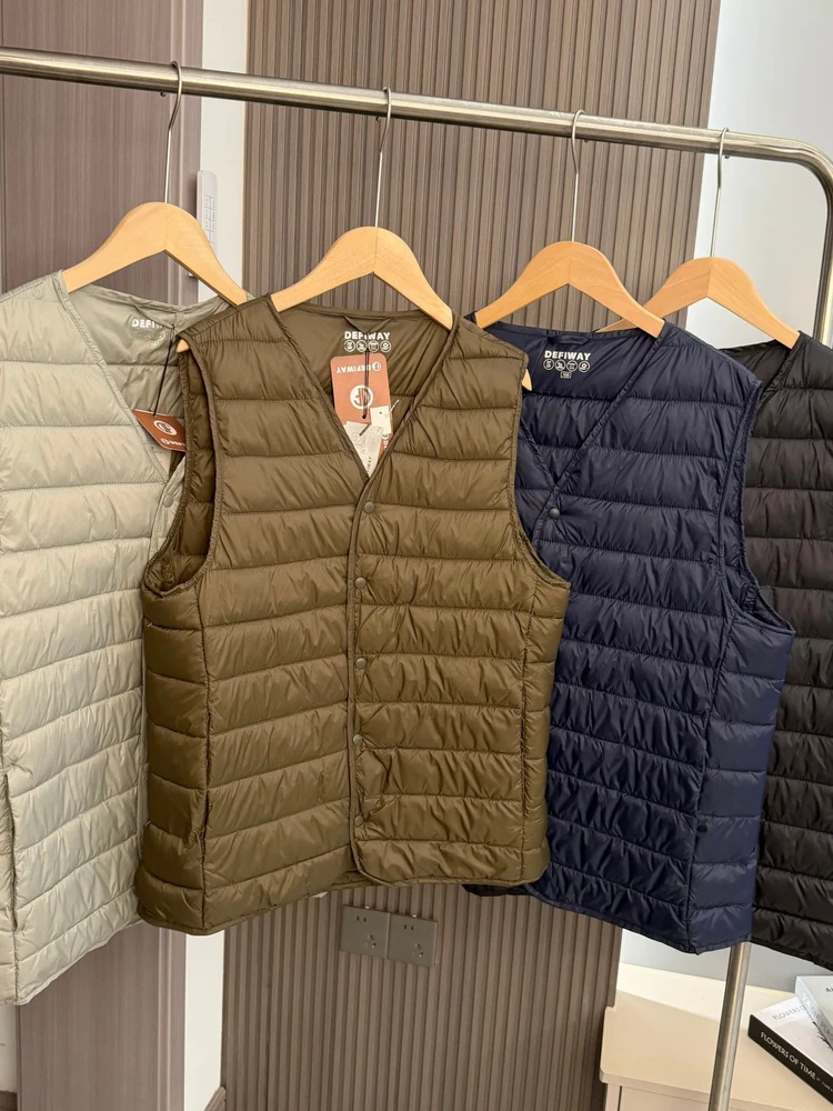 

Korean Sle down Vest Men's V-Ne Warmth Series Autumn Winter Couple Matching Lightweight Faionable Polyester Fabric