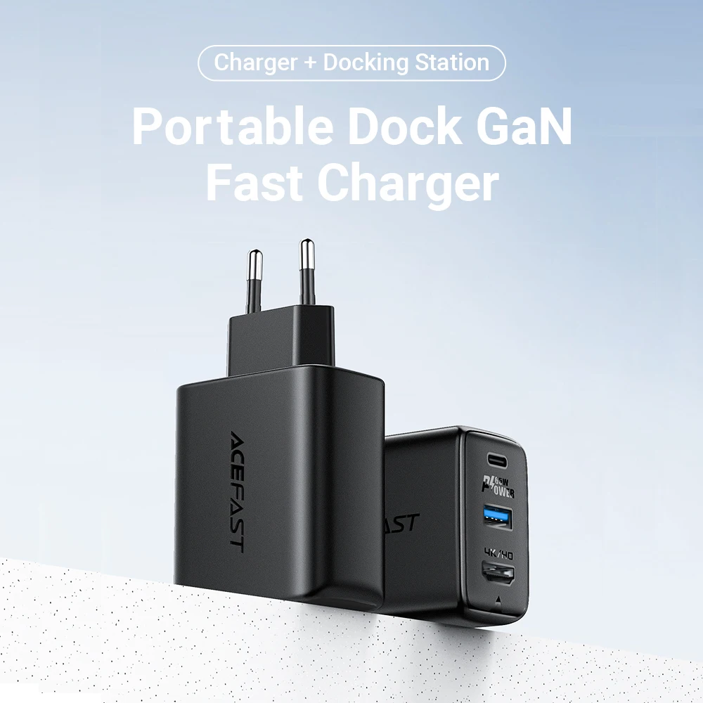 ACEFAST-Carregador Rápido Portátil, 65W, 4K 60Hz, Compatível com HDMI, Docking Station para Switch, 3 Portas, Tipo C, QC3.0, Notebook