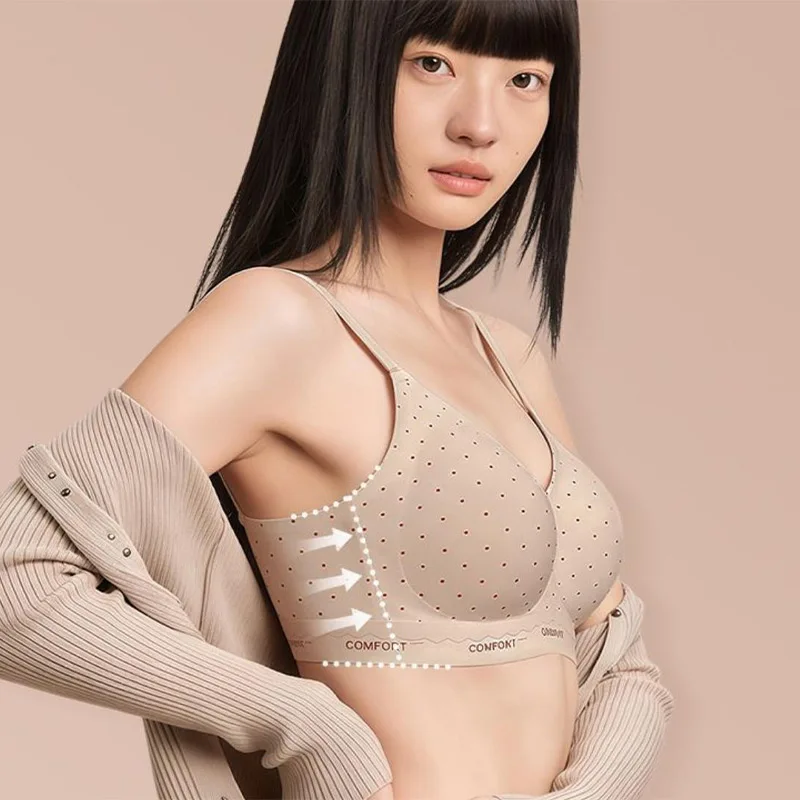Women Sexy Hot Leopard Print Bow Lingeries Bra Retro Grid Dot Pattern Push Up Wireless Seamless Underwear Ultra Comfortable Gift