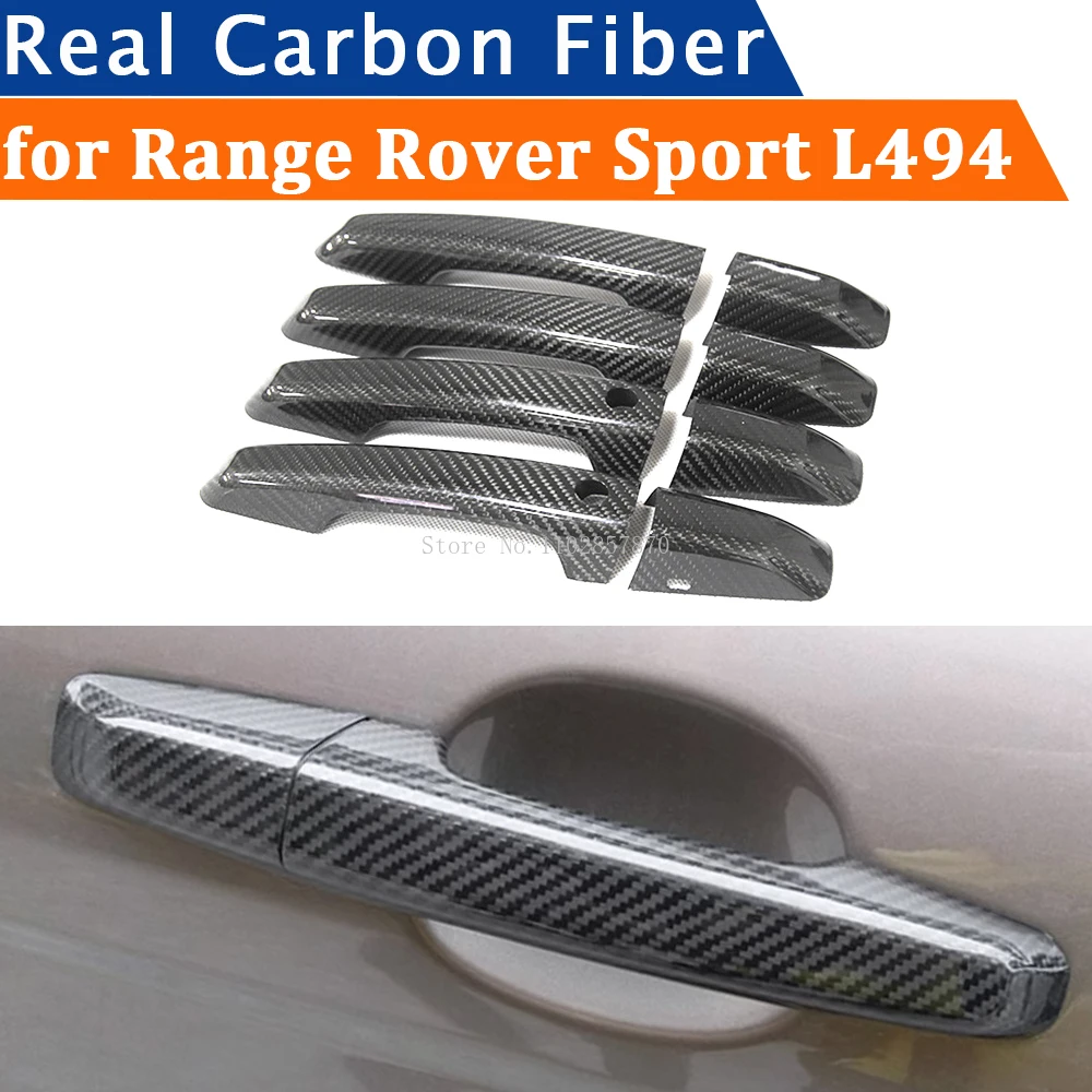 For Range Rover Sport L494 2013-2022 Accessories Real Carbon Fiber Door Handle Cover Frame Sticker Exterior Trim Bodykit