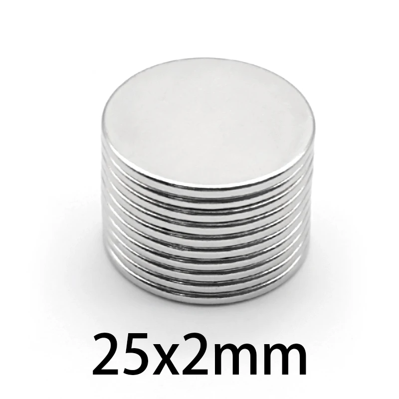 5-200pcs 25x2 Round Powerful Magnetic 25mmx2mm  Permanent NdFeB Strong Magnets 25*2mm Sheet Neodymium Magnet 25x2mm