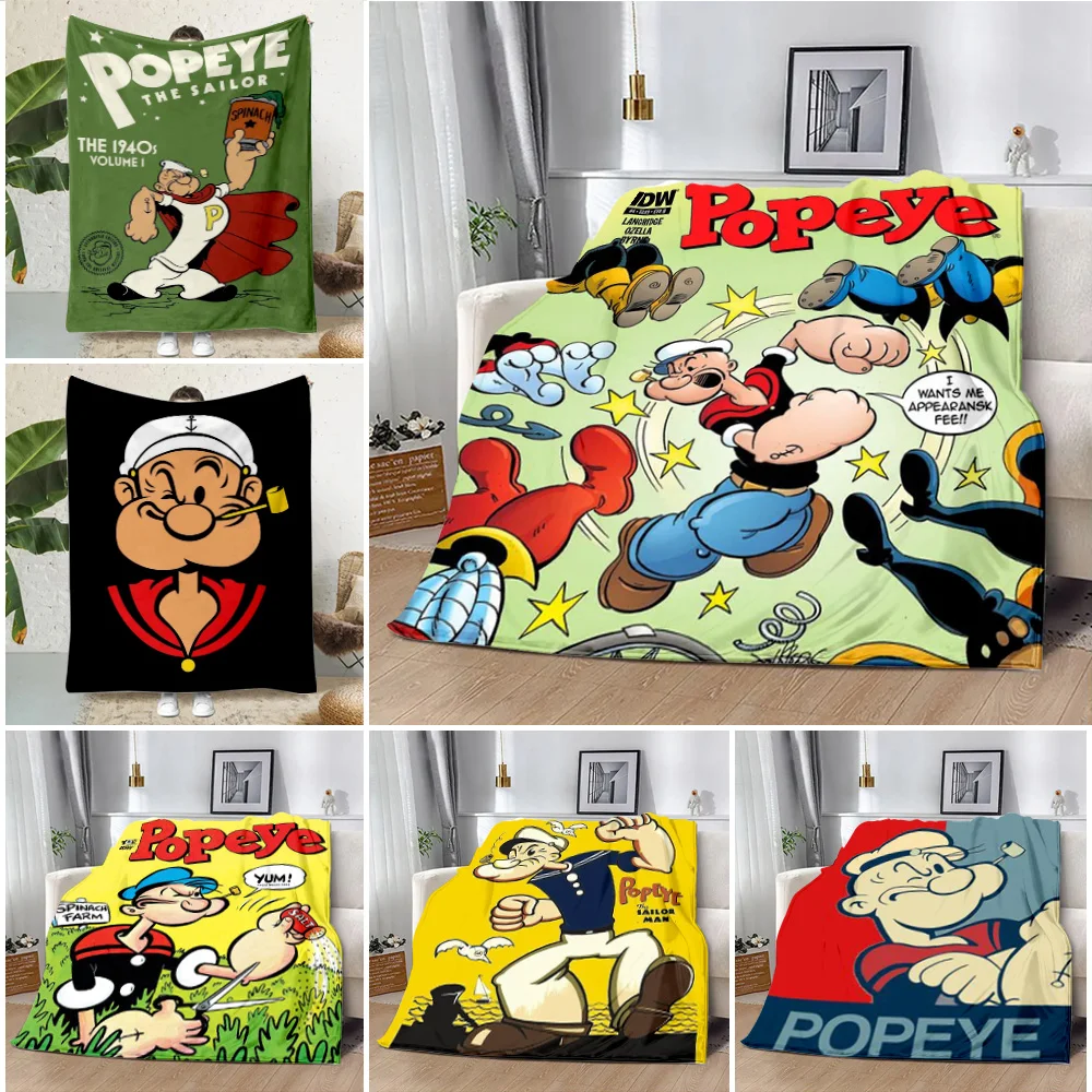 Cartoon P-Popeye Printed Blanket Picnic Blankets Warm Blanket Soft and Comfortable Blanket Home Travel Birthday Gift