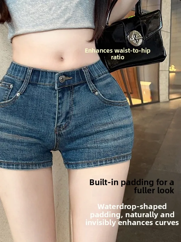 Low Waist Sexy Short Jeans Comfortable Spring Summer Fashionable Slimming Leg Lengthening Women's High Elasticity Cotton Deni...