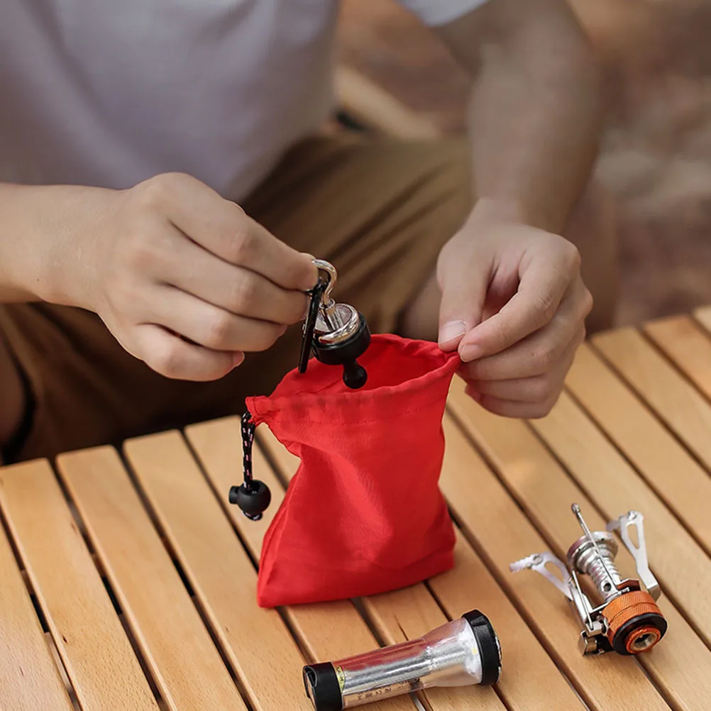 

4Pcs Outdoor Drawstring Storage Bags Bright Color Lightweight Small Bags for Camping Travel Small Item Organizer