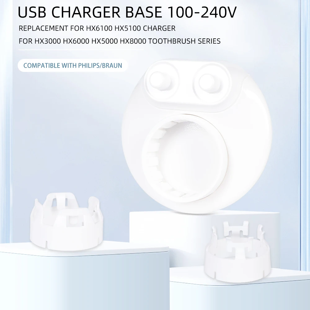 

USB Toothbrush Charger Base Replacement for Philips Sonicare HX6100 HX5100 Charger Electric Toothbrush HX6610 HX6920 HX5810
