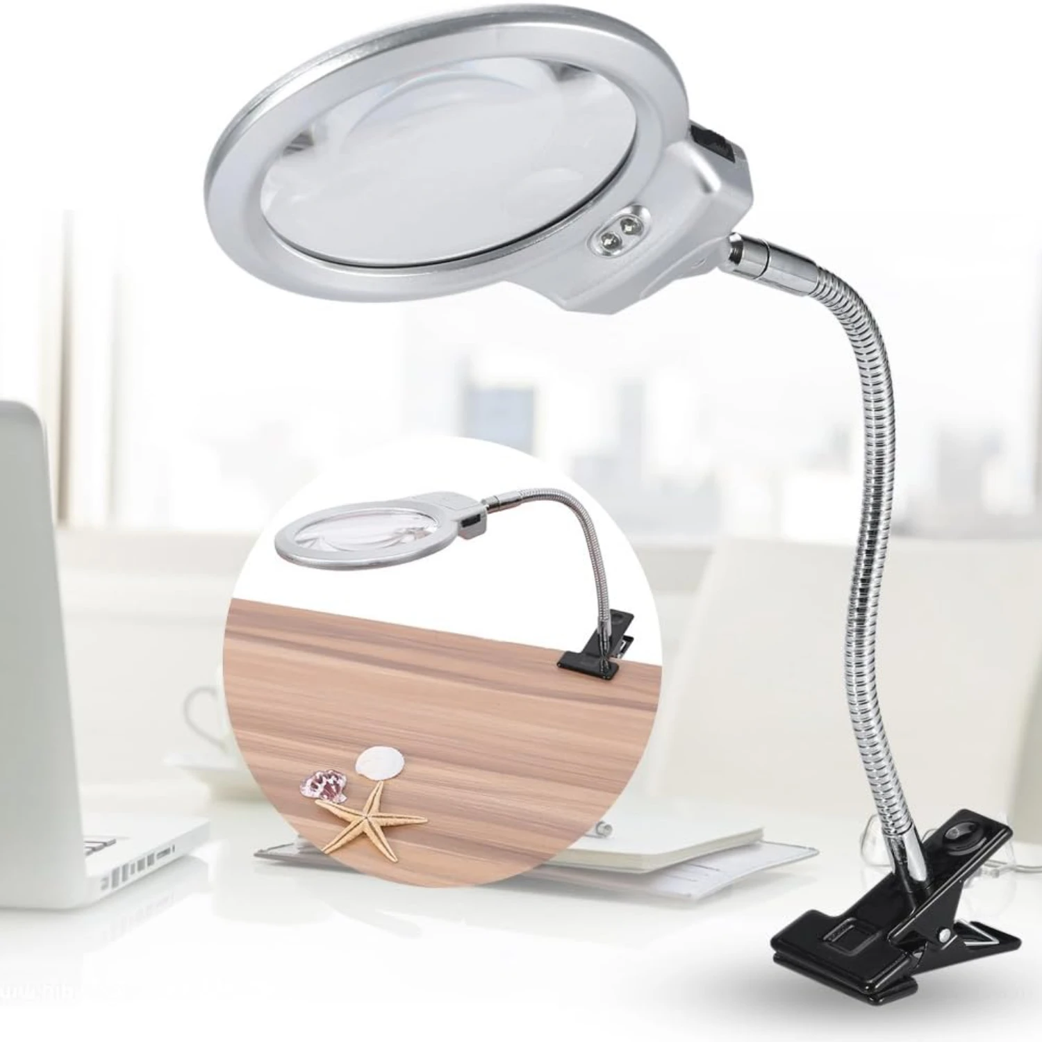 Magnifying Flexible LED Table Lamp - Enhance, Achieve Exceptional Precision for Crafting, Tattooing, Manicuring, and Makeup - Ve