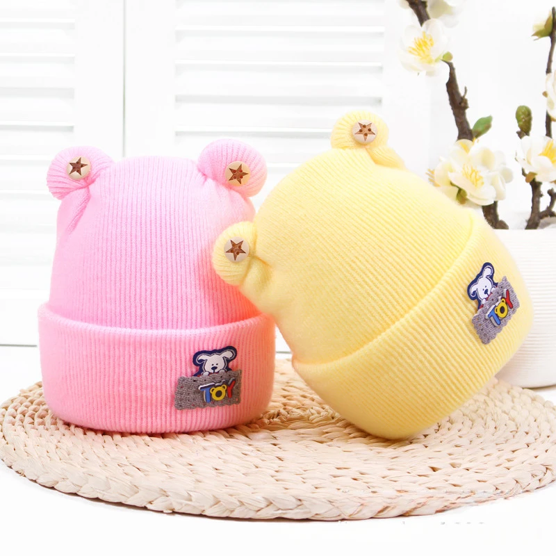 Newborn Girl&Boy Hats Baby Soft Warm Crochet Knit Cartoon Beanie Cap Cute Baby Hats Winter for 0-6 Months Baby