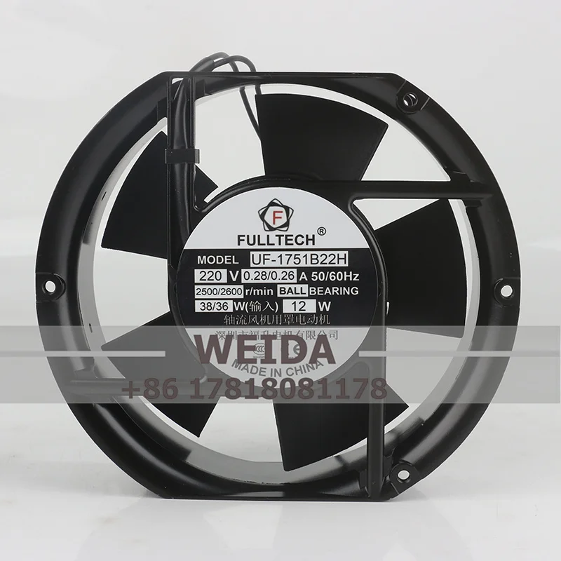 Original FULLTECH 200V 230V AC220V 0.28/0.26A 38/36W 17251 172X150X51MM 17CM Machine Tool Aluminum Frame UF-1751B22H Cooling Fan