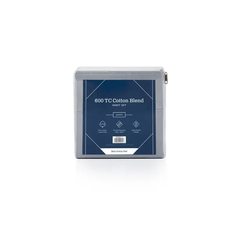 مجموعة ملاءات كال كينج ذات سبليت غني بالقطن 600 TC باللون الأردوازي #2