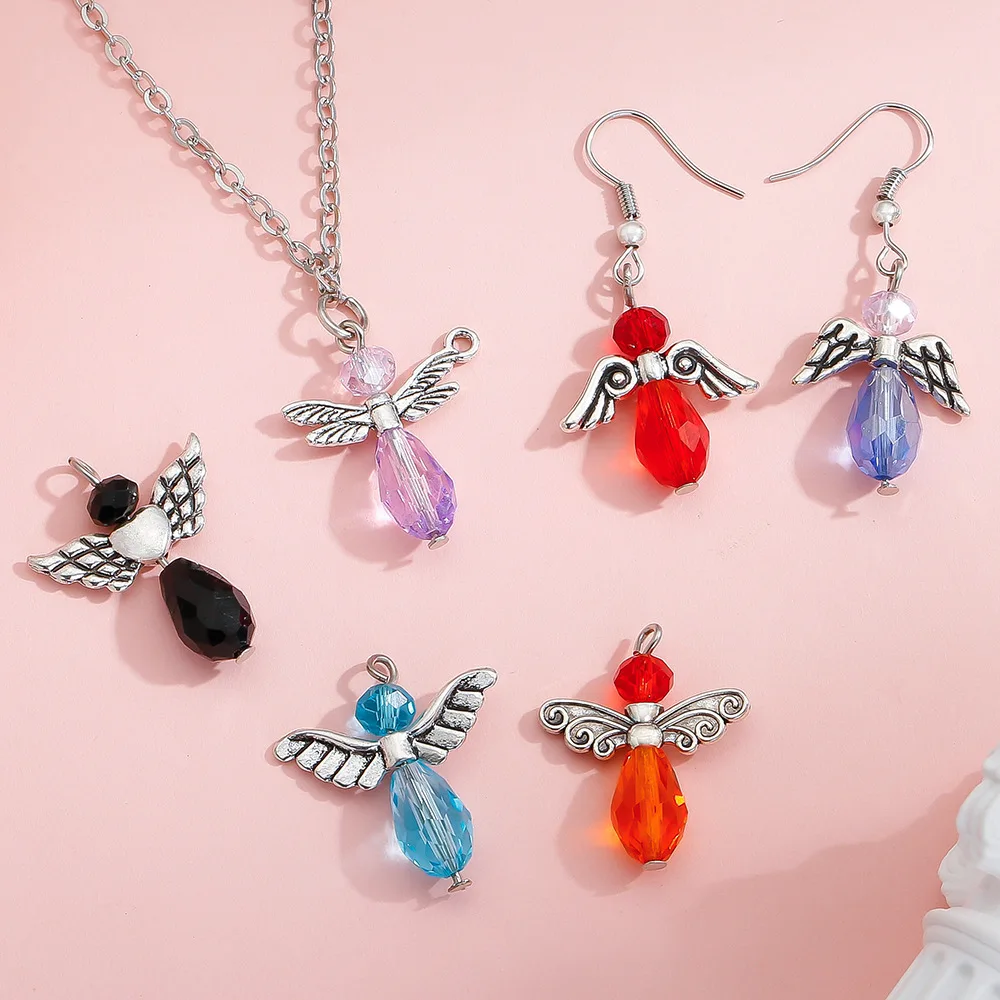 

Guardian Angel Wing Water Drop DIY Pendant, Wedding Party, Baptism Party Gift, metal pendant accessory