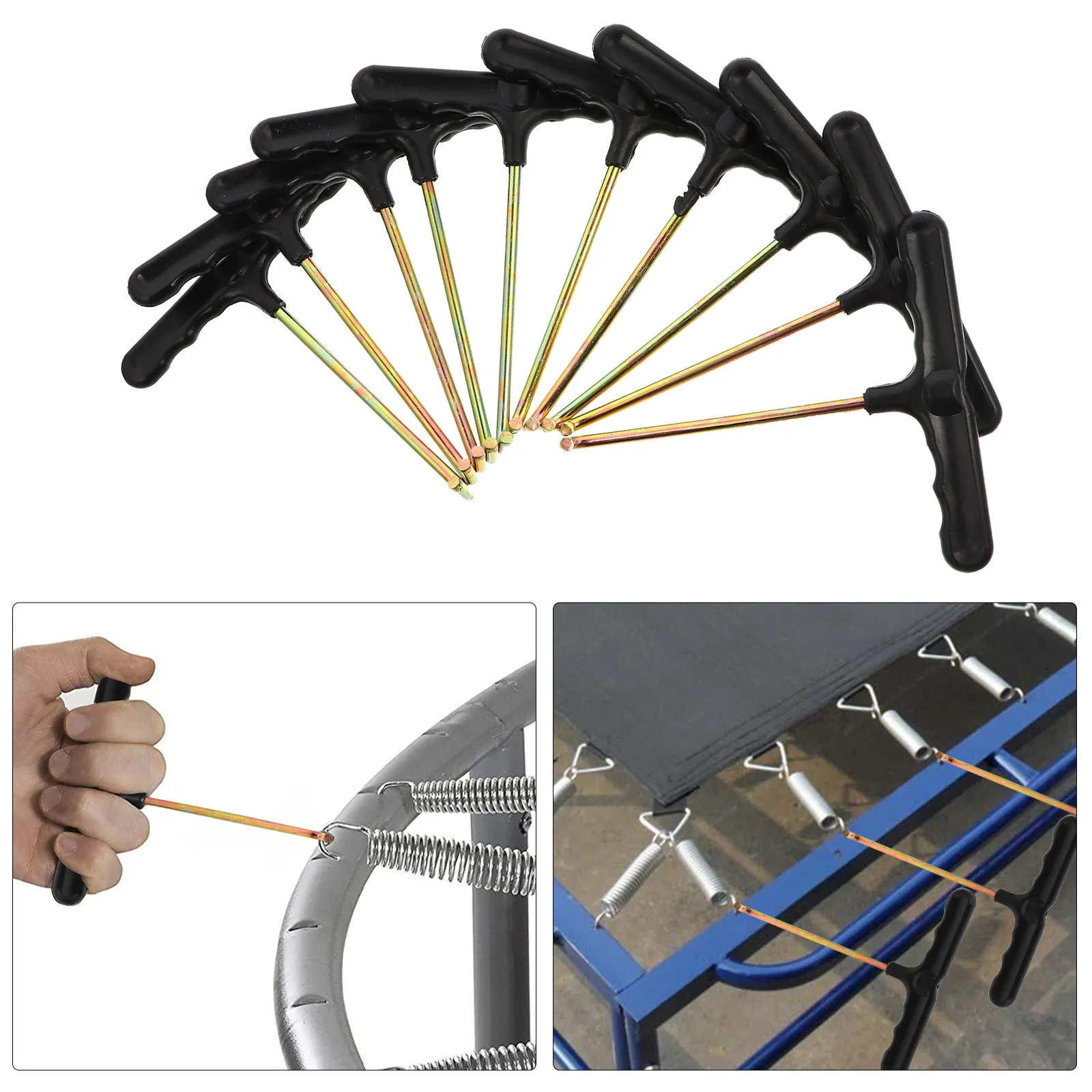 

10 шт. крюков для пружин батута с пластиковой ручкой, удобной захваткой, прочным металлическим корпусом, диаметр 5 мм, для снятия пружин, инструмент для вытягивания пружин батута