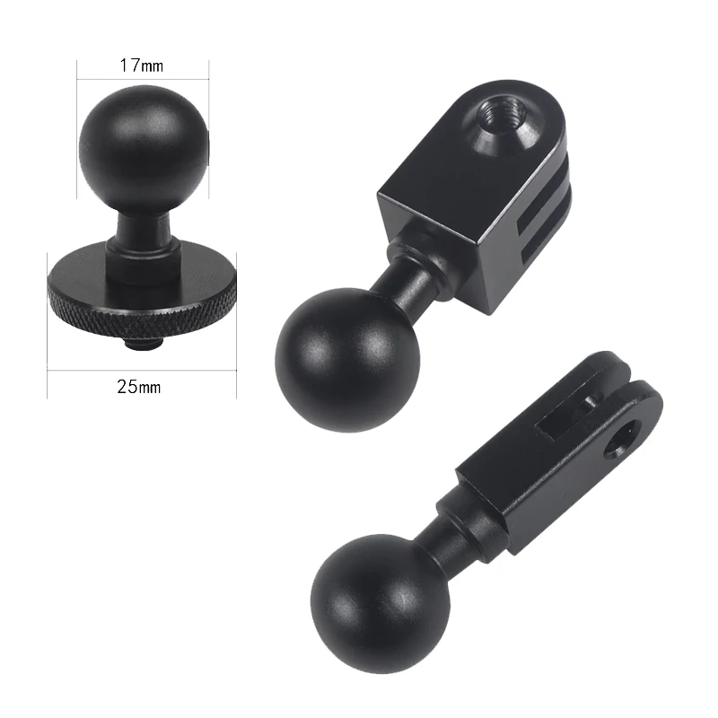 อะแดปเตอร์หัวลูกบอล17มม. คลิปซ็อกเก็ตคู่ขายึดกล้องโกโปรกล้องแอคชั่น11 10ตัวแปลงหัวลูกบอล17มม. เป็นหัวสกรู1/4 M6