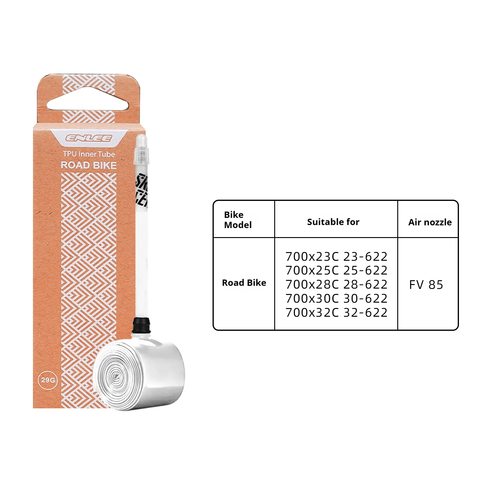 ENLEE Fahrradreifen Innenrohr TPU F/V Rennrad Mountainbike TPU Innenrohr Presta Ventil 45mm 65mm 85mm Fahrrad Innenreifen Fahrradteile