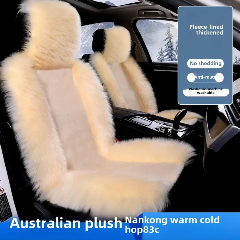 Custom 2025 Winter Warm Authentic Australia Sheepskin Car Seat Cover Luxury Long Wool Front Cover Fits Most Truck SUV or Van