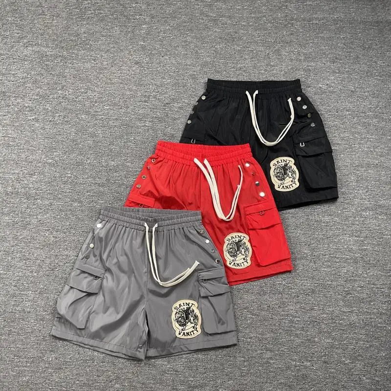 Saint American High Street uomo casual estivo orts patchwork ricamo abbigliamento da lavoro pantaloni a gamba dritta in fibra di poliestere