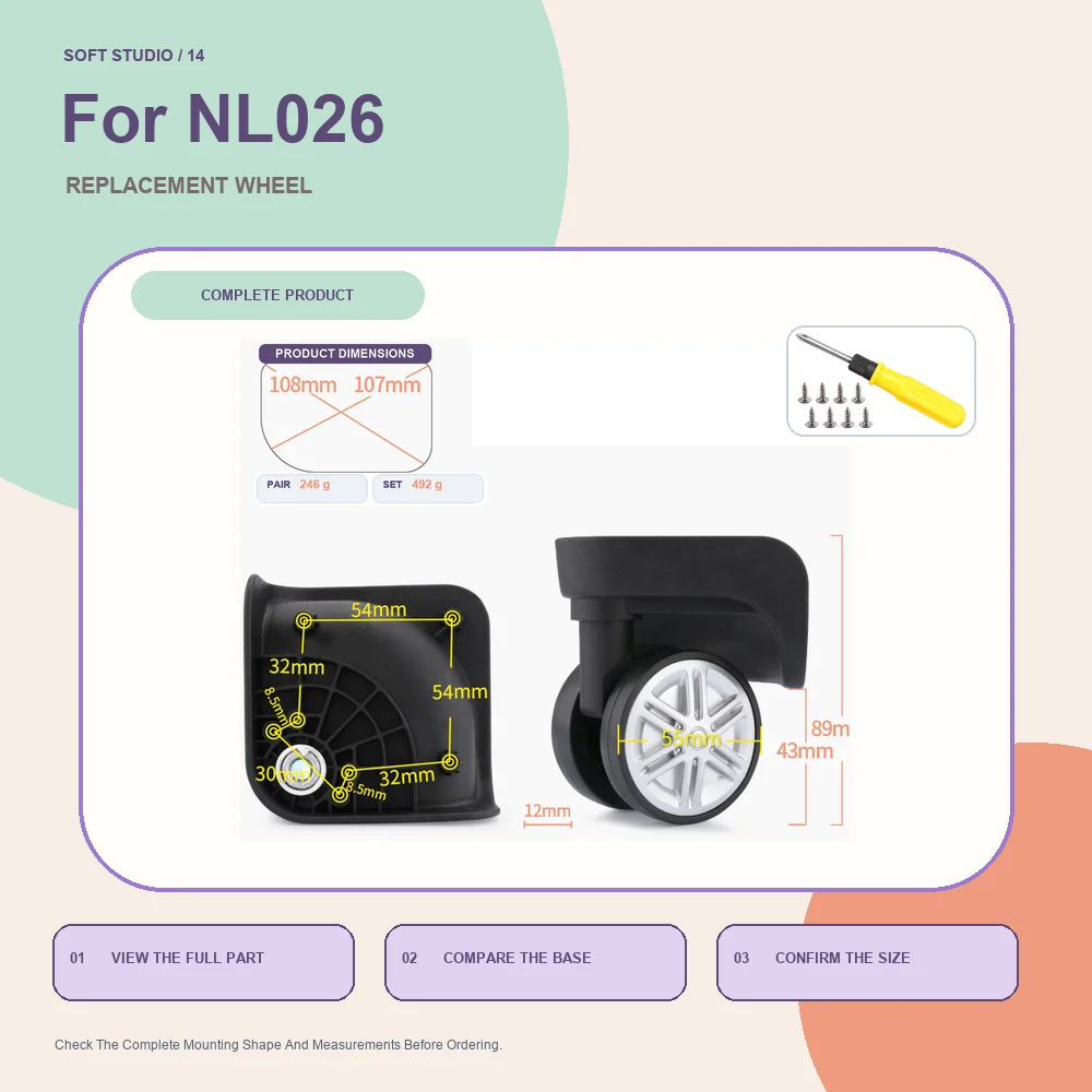 Soft Studio Suitcase Replacement Wheel For Baixiang NL026 Quiet Caster Repair Kit For Travel Premium Travel