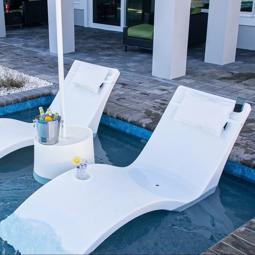 

Luxury Fiberglass Garden Swimming Ledge Lounger In Pool Chaise Lounge Beach Tanning Sun Loungers Outdoor