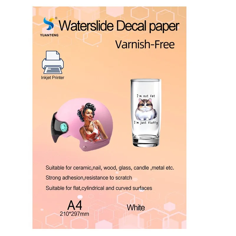 Inkjet Waterslide Decal Transfer Paper No Need Varnish A4 Size Water Decal Printing Sheet For Dark Color DIY Ceramic Cup Glass