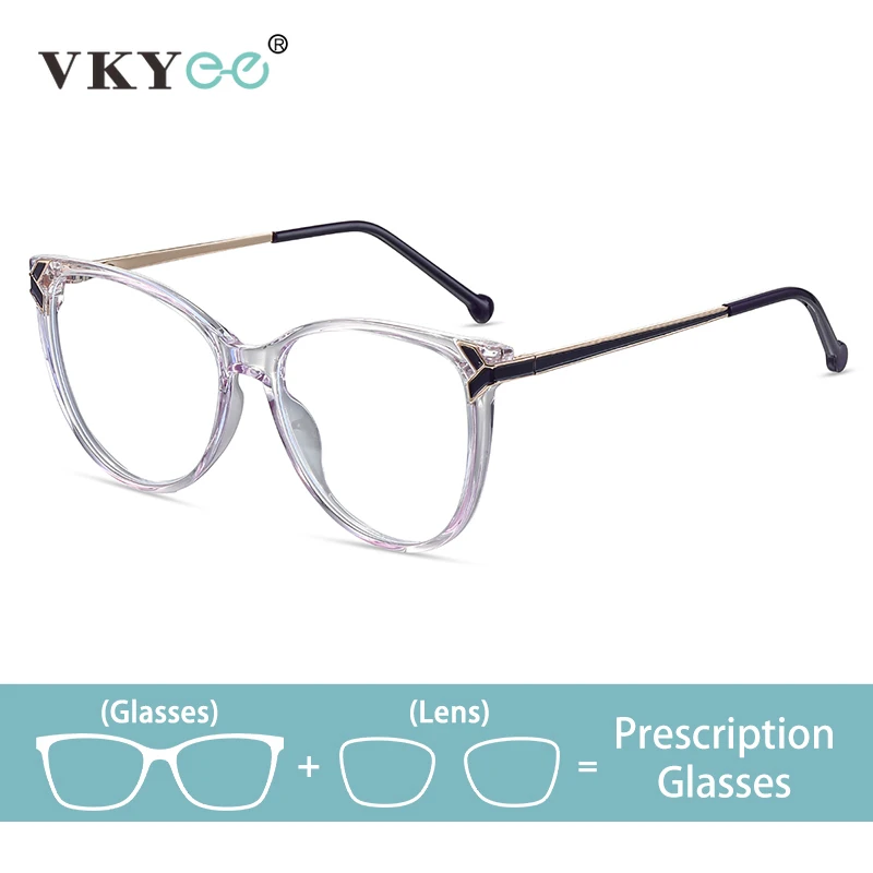 VKYEE New Fashion Round Design Anti-Blue Light Photochromic Glasses Progressive Multifocal Customizable Prescription 87057