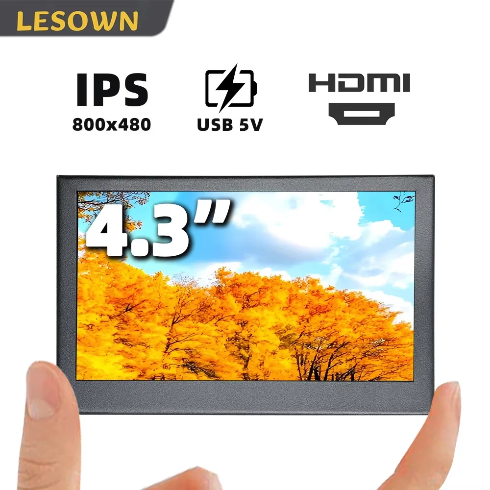 LESOWN 4.3 Inch Touch Mini Monitor 800x480 Auxiliary Screen Portable Media Players Small Camera Video Field Monitor for TV Box