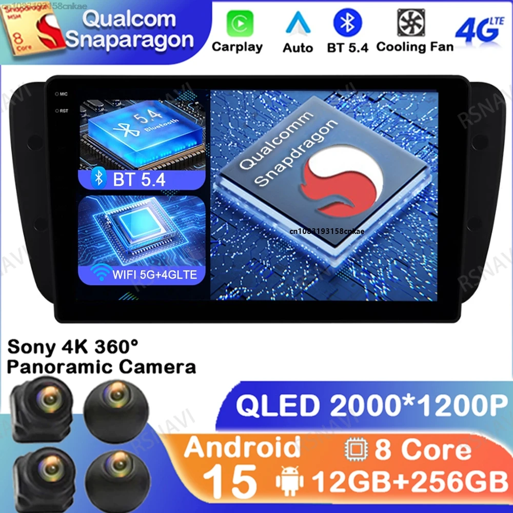 

Android 15 For Seat Ibiza MK4 6J 2008-2015 Qualcomm DSP Stereo Car Radio DVD GPS Head Unit Viedo Player Navigation BT Multimedia
