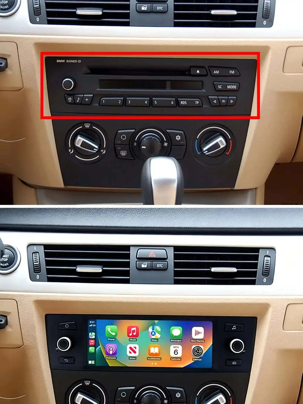 Bezprzewodowe CarPlay Android Auto Radio Samochodowe do BMW Serii 1 Serii 3 E81 E82 E87 E88 E90 E91 E92 E93 Ekran Systemu Multimedialnego GPS — 2