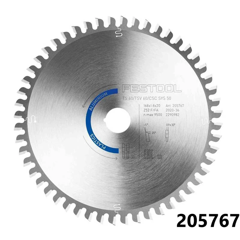 FESTOOL Laminate Saw Blade ALUMINIUM/PLASTICS Diamond Circular ABRASIVE MATERIALS 205767