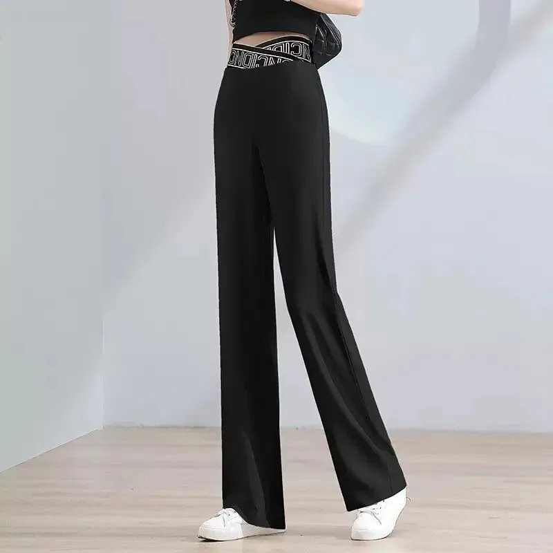 Fashion Women\'s Light Thin Wide Leg Pants High Waist Leisure  Female Pants Summer 2022 Thin Sag Thin Mop Straight Trousers