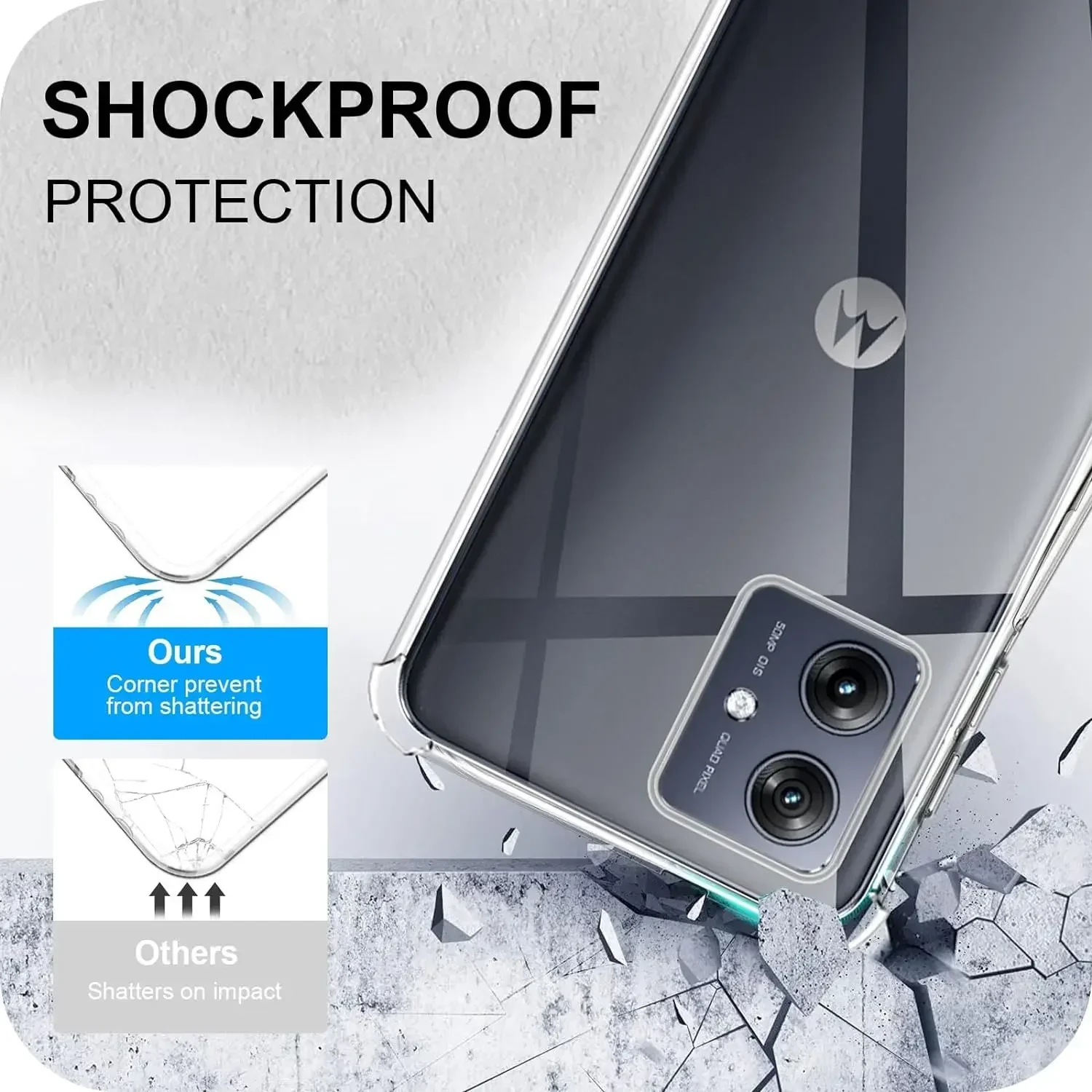 Clear Shockproof Phone Case For Motorola Moto G24 G34 G04 G14 G54 5G G84 5G G13 G23 G53 G73 Case Back Cover Slim TPU Thick Shell