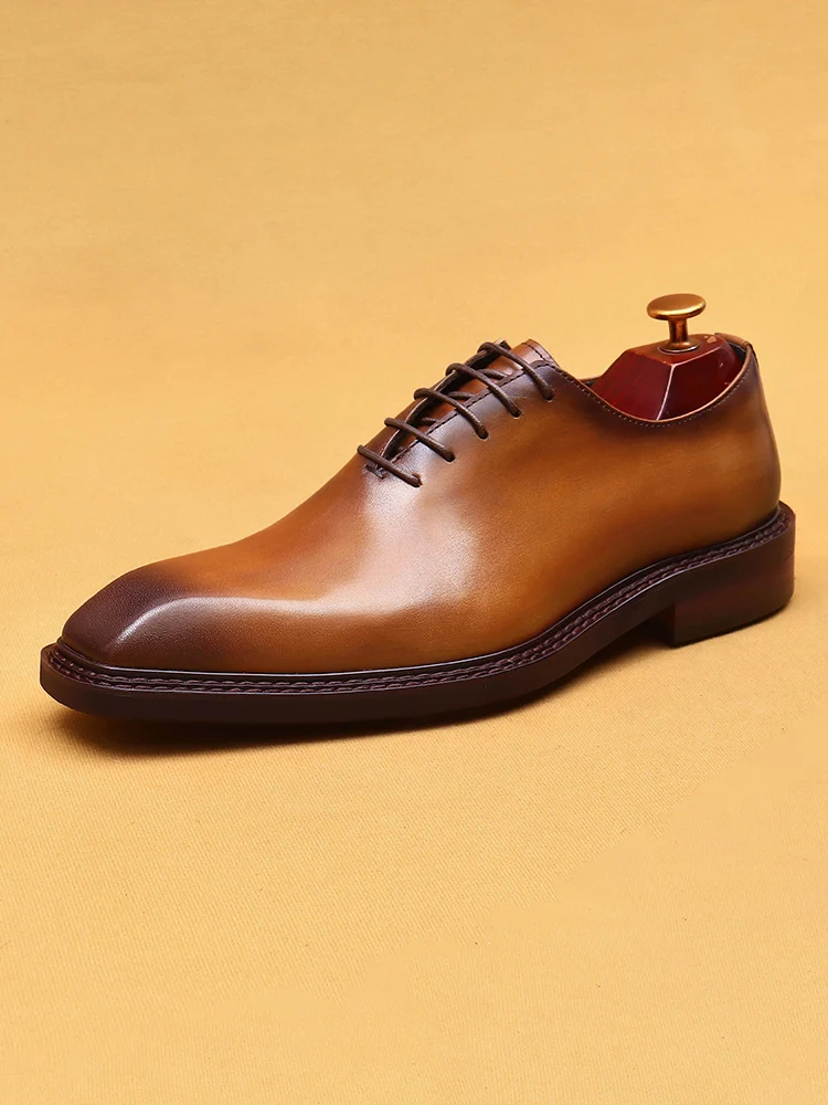 Luxury designer creates genuine leather 2025 new business brown Oxford British style men's shoes