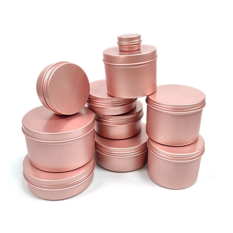 Boîtes de conserve vides en aluminium et métal or Rose, 5/10/15/20/30/50/60/100g, à vis, bougie ronde, pour épices, crème pour le visage, 100 pièces