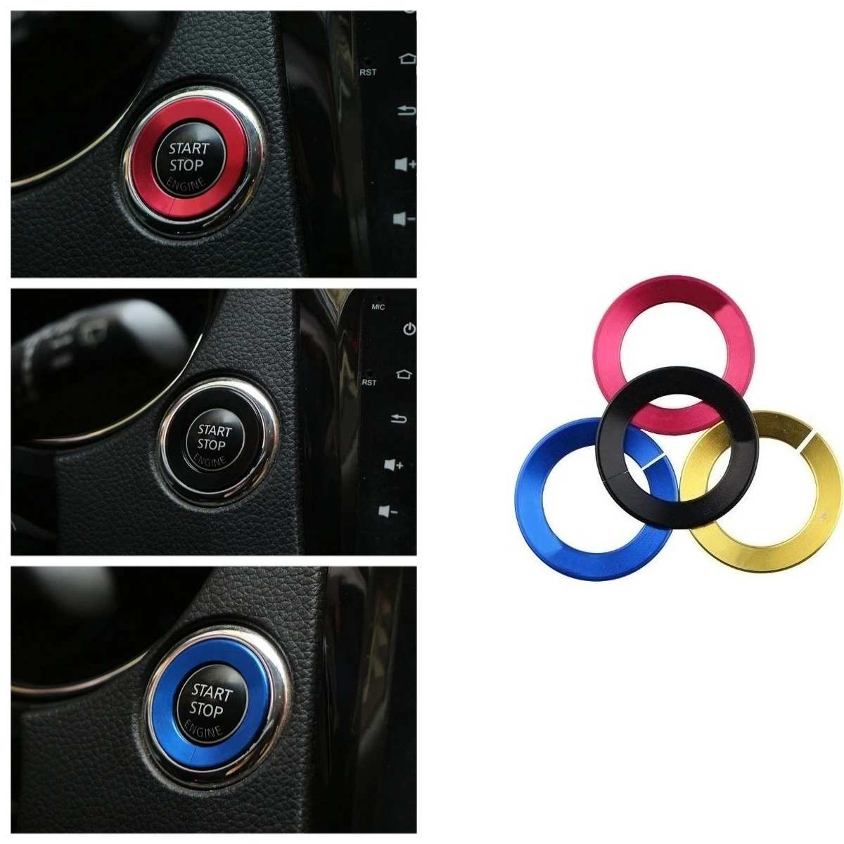 Car Ignition Start Button Cover Key Ring Key Hole Sticker Trim for Nissan X-trail Xtrail Rogue T32 Qashqai J11 Murano Teana