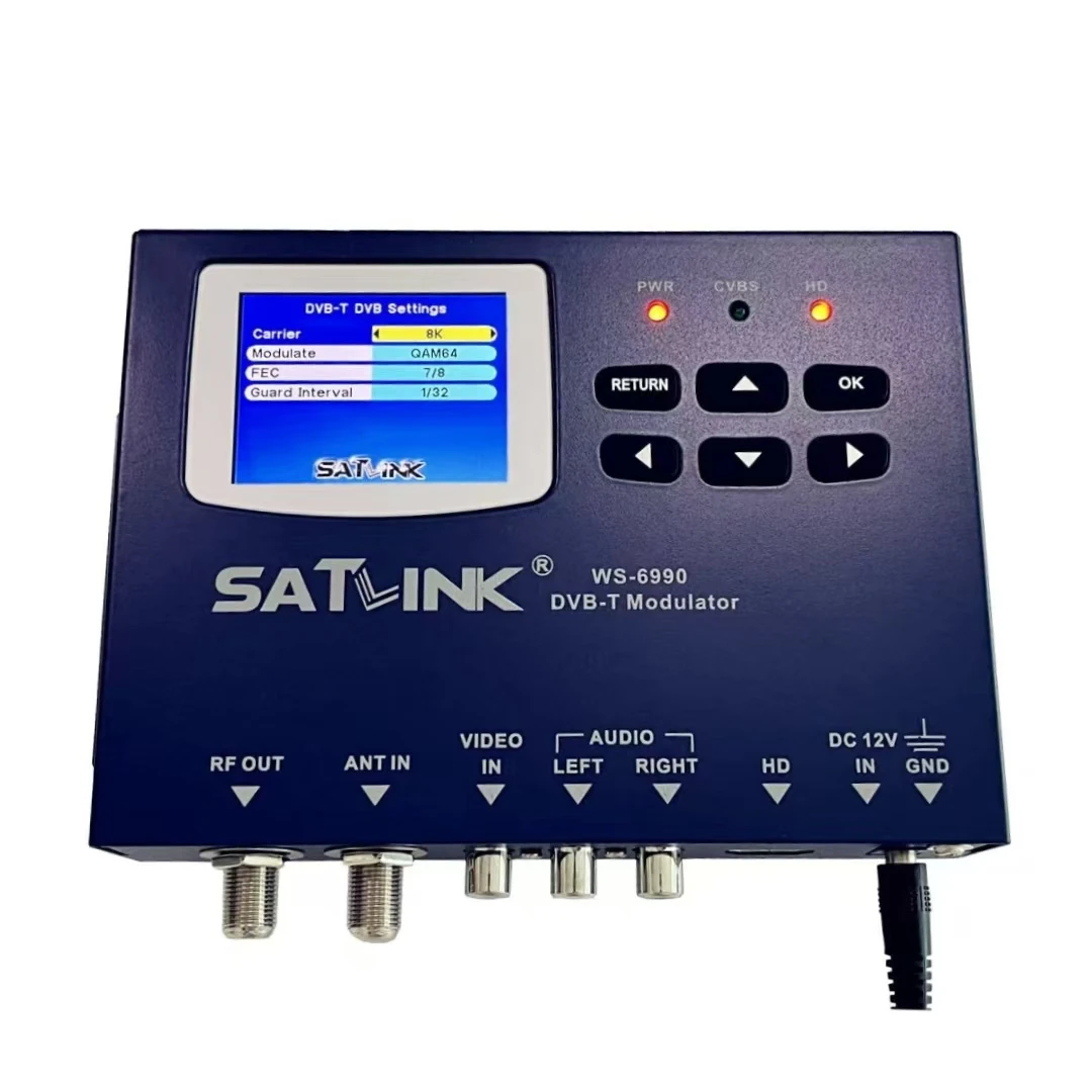 Satlink WS‑6990 HD Single Channel RF Modulator, H.264 DVB-T/DVB-C Encoder, HDMI & AV Input Terrestrial Digital TV Modulator
