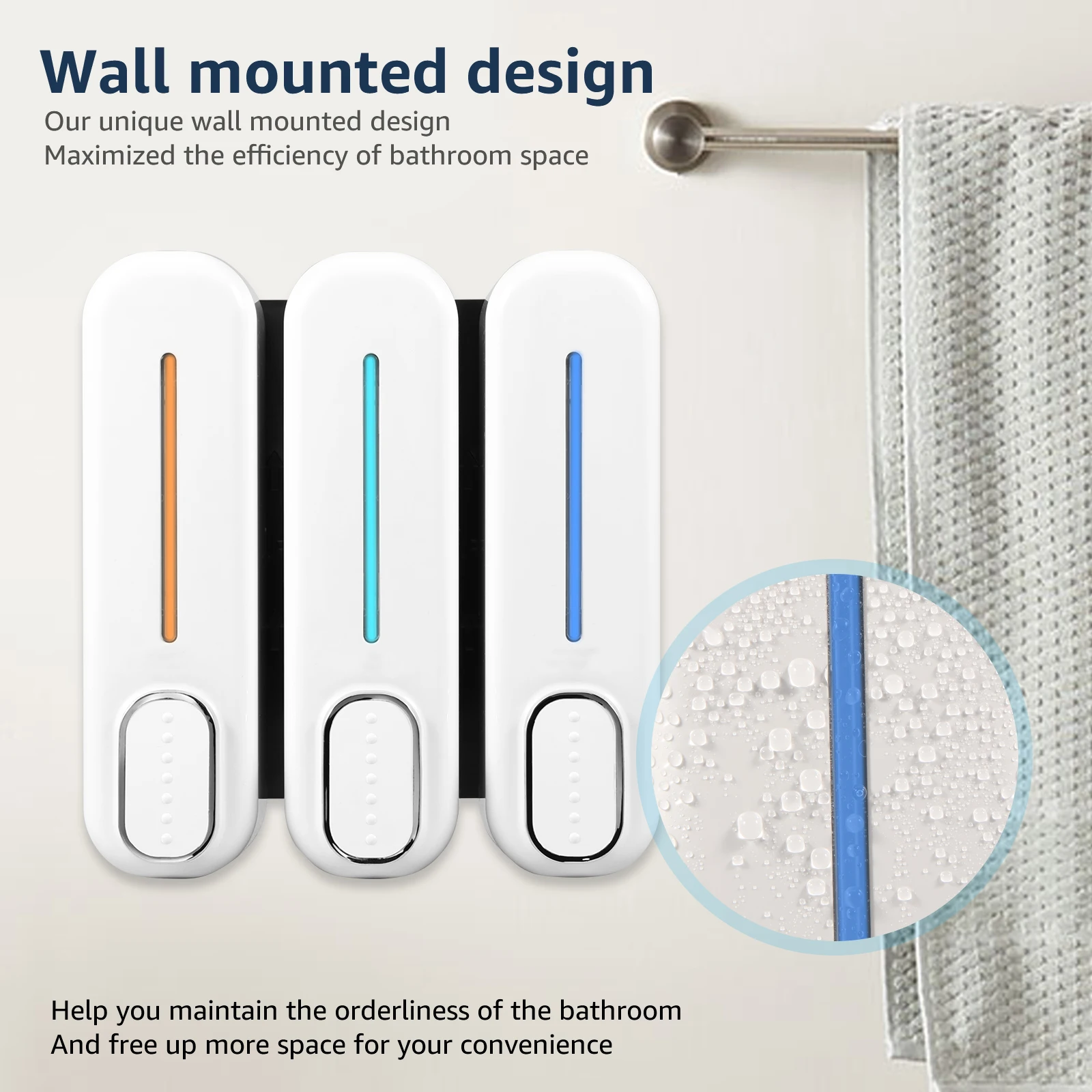 Wall Mounted Soap Dispenser 3 Chamber Shampoo Shower Gel Dispenser Detergent Container Family Hotel Bathroom Accessories