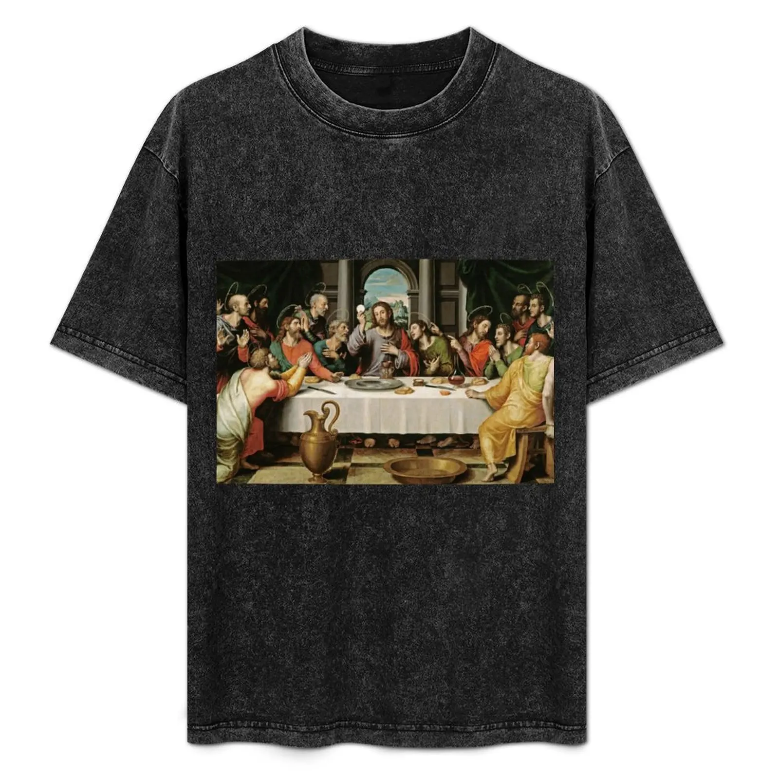 La Última Cena (Ultima Cena) de Joan de Joanes (c. 1562) Camiseta informal de moda de manga corta de algodón