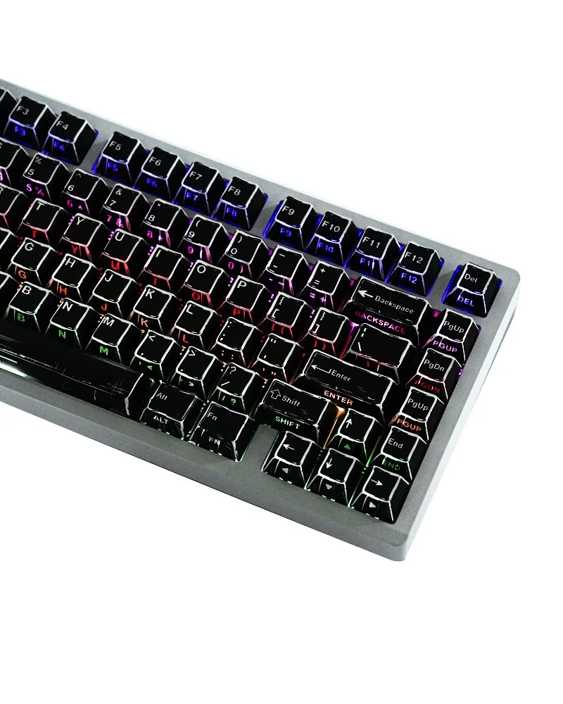 Comic Black Double Engraved Transparent Pbt Original Full Set of Keycaps Korean Russian German Western Grammar Arabic