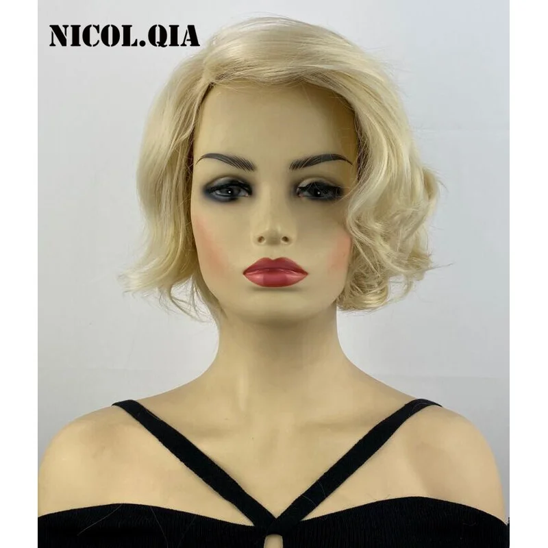 Perruques synthétiques blondes ondulées de longueur moyenne pour femmes, perruques naturelles tendance