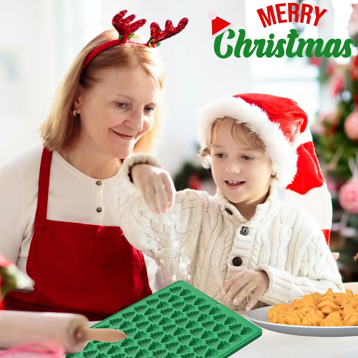 FAIS DU Mini Christmas Tree Moulds - 100 Cavity Silicone Mould for Gummy, Cookies, Pudding, Jelly & Dog Biscuit view 5