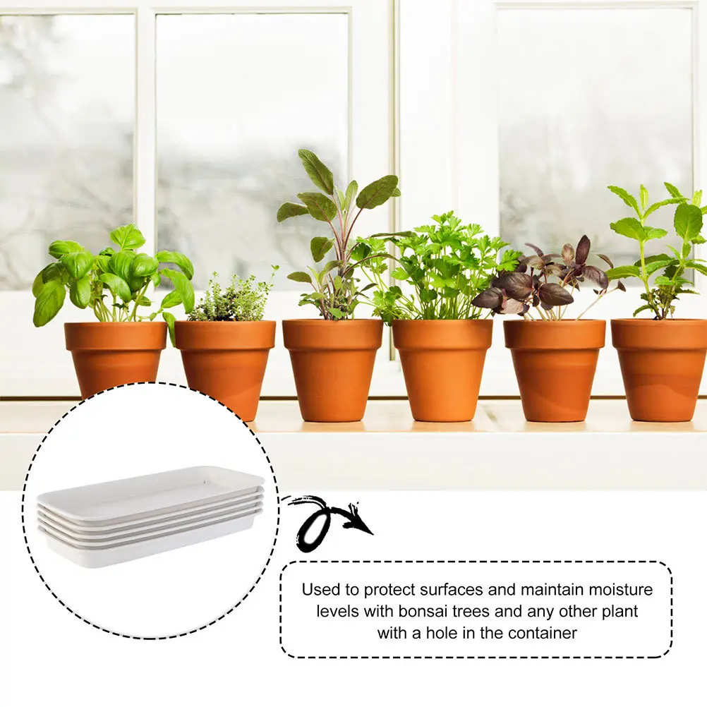 

4Pcs Rectangular Flowerpot Trays Durable PP Material Indoor Outdoor Gardening Accessories Rectangular Flowerpot Trays