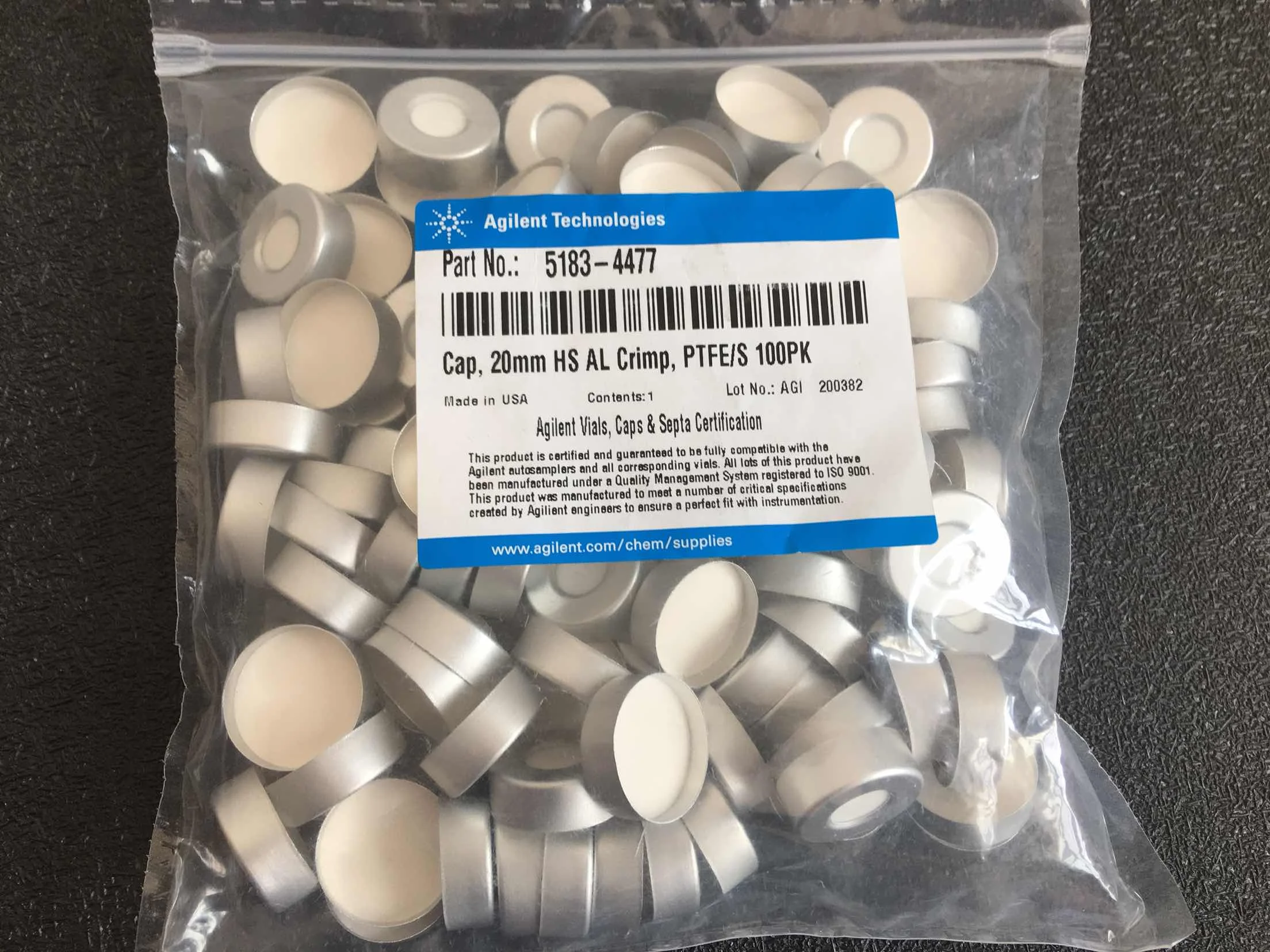 

Крышка фазового проживания 5183-4477/Плашка образца 5182-0837 Оригинальные импортные расходные материалы для хроматографии