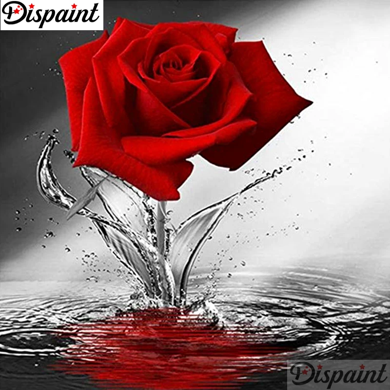 

Dispaint Full Square/Round Drill 5D DIY Diamond Painting "Red flower" Embroidery Cross Stitch 3D Home Decor A10702